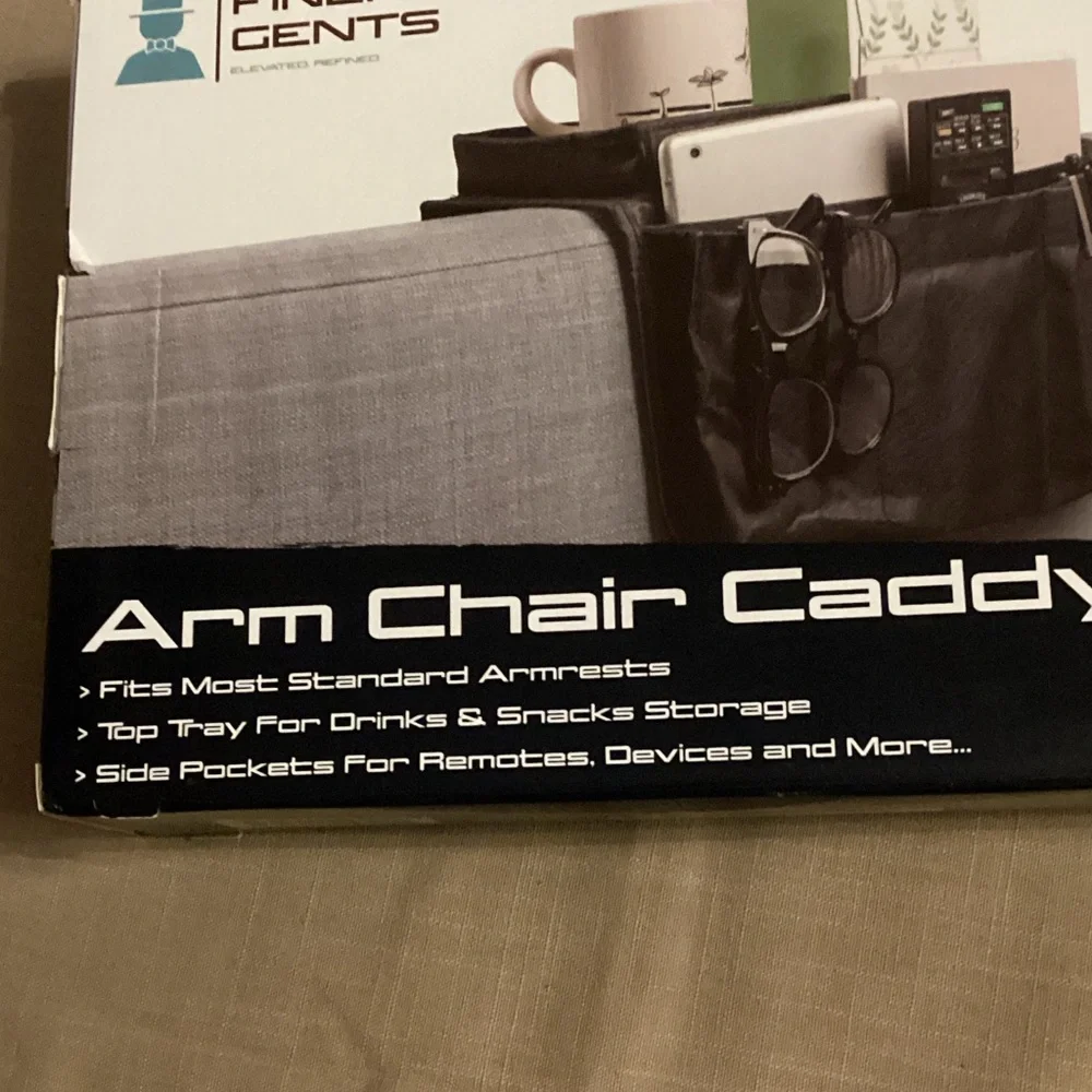 NWT Finer Gents Black Arm Chair Caddy